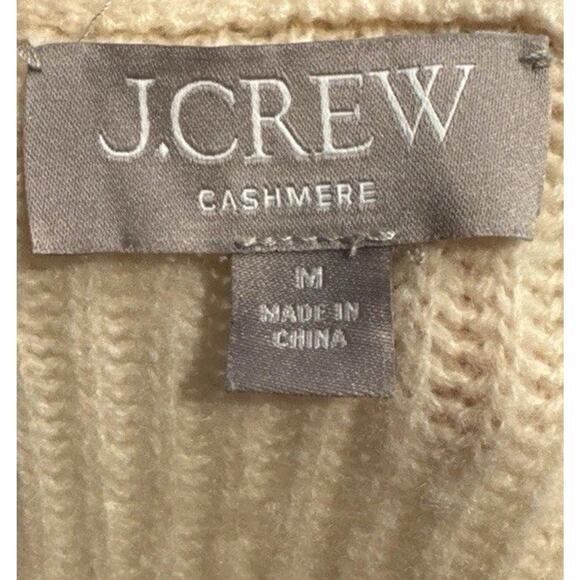 J.Crew Cashmere Sweater Ribbed Crewneck Oversized Women’s Size Medium Cream - Picture 3 of 7